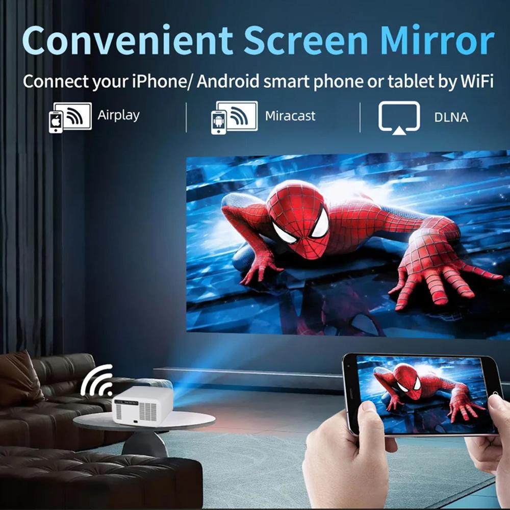 MRSVI D8 1200ANSI Projector 4K LCD LED WiFi  Bluetooth 2+32GB HD 1080P Portable Projector For Cinema Office Camping Movie