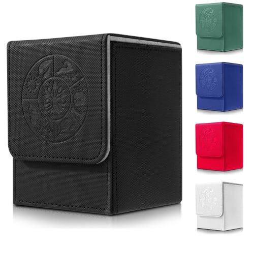 Deck Case, Trading Card Storage Box, Holds Over 100 Cards, Magnetic, PU Leather, Sleeve Compatible, Yu-Gi-Oh!, Duel Masters, MTG, Pokemon Cards, Water