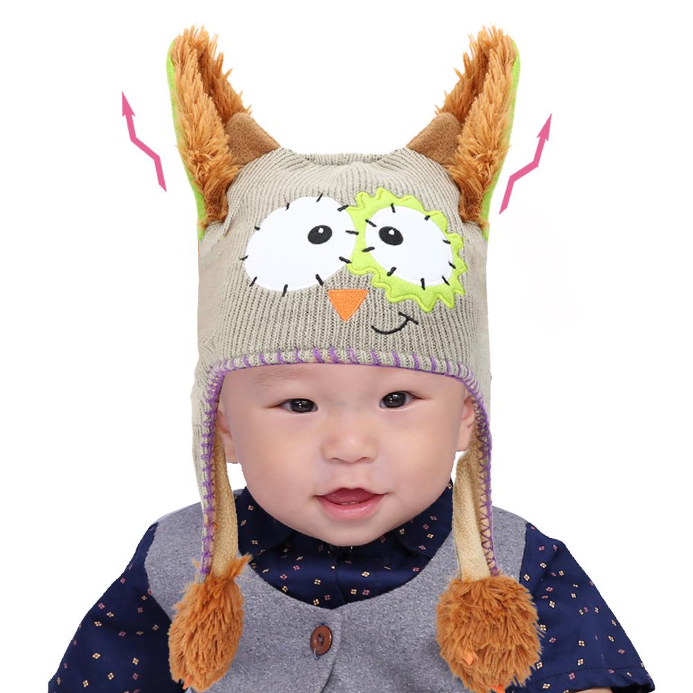 Knitting Wool Cute Hat Moving Ears Story Telling Funny Toy Cap for Children BabyGray