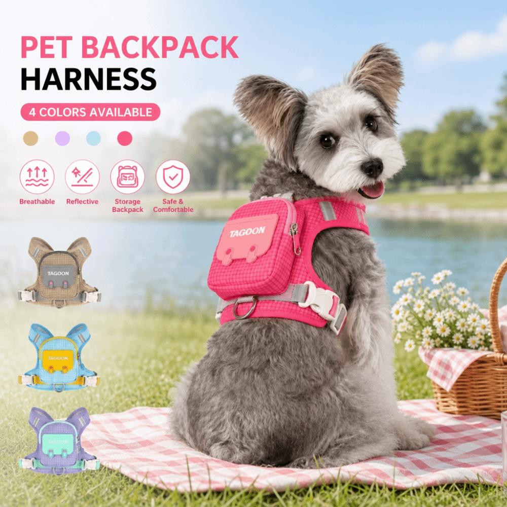 Adjustable Dog Backpack Harness Outdoor Self-Carrying Bag  for Small Medium Dogs