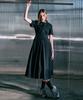 Etmont Half Sleeve Pleats Dress, Black
