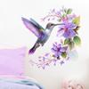 Creative Watercolor Purple Flower Wreath Hummingbird Wall Sticker for Living Room Bedroom Cabinet Home Decoration