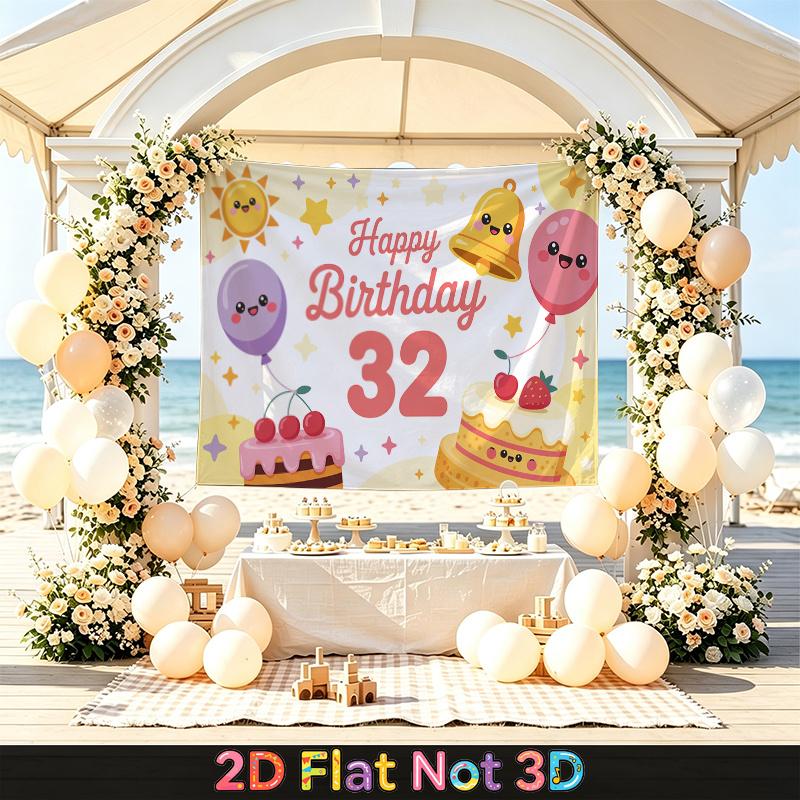 Party Backdrop Happy Birthday Birthday Balloon Pink 32 Photo Booth Background Front Door Decor