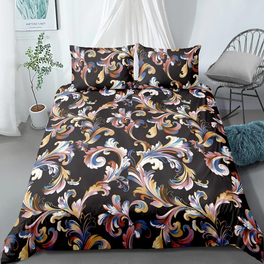 3D Flower Printed King Queen Duvet Cover Orange Beautiful Floral Bedding Set For Girl Women Plant 2/3Pcs Polyester Quilt Cover