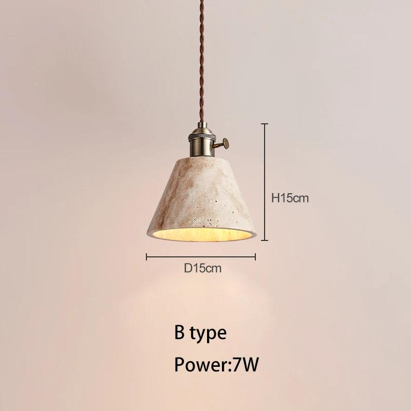 Japanese-style Wabi-sabi Style Yellow Travertine Small Chandelier Cream  Front Desk Bar Restaurant Bedside All-copper Lamps