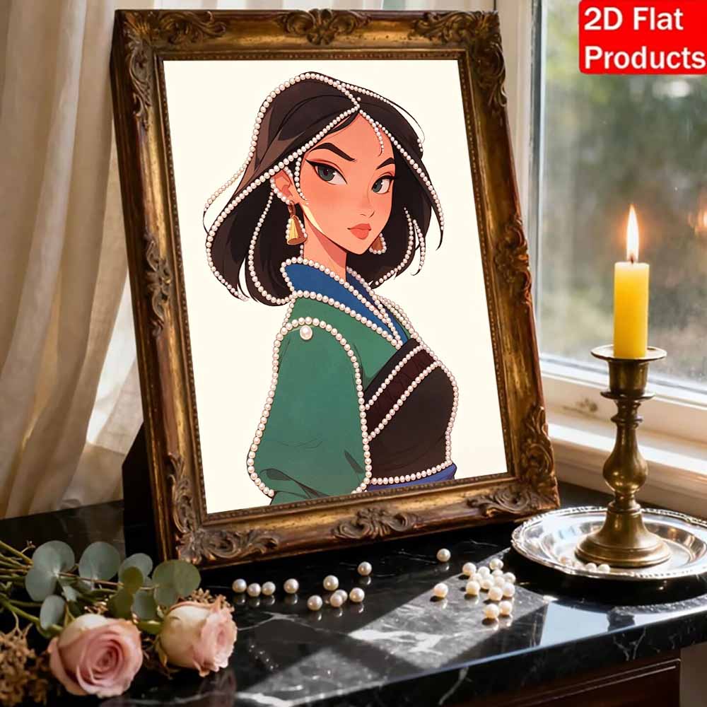 Disney Pearl Painting Mulan 5D DIY Pearl Picture Crafts for Adults/Beginners Gift Ideas Home Decor
