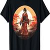 Samurai Girl Vintage Retro Sakura Cherry Blossom T-Shirt(320)