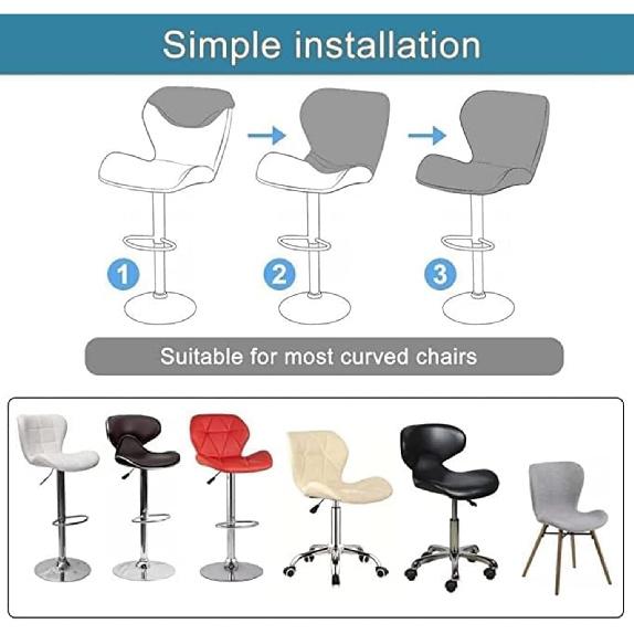 Bar Stool Cover Set of 2/4/6, Removable Washable, Shell Back Adjustable Swivel Bar Stools Slipcover,Barstool Protector Covers for Dining Room Kitchen