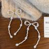 Korean Pearl Bow Tassel Earrings Handmade Pearl Beads Long Earring for Women Wedding Jewelry Temperament Dangle Ear Ring