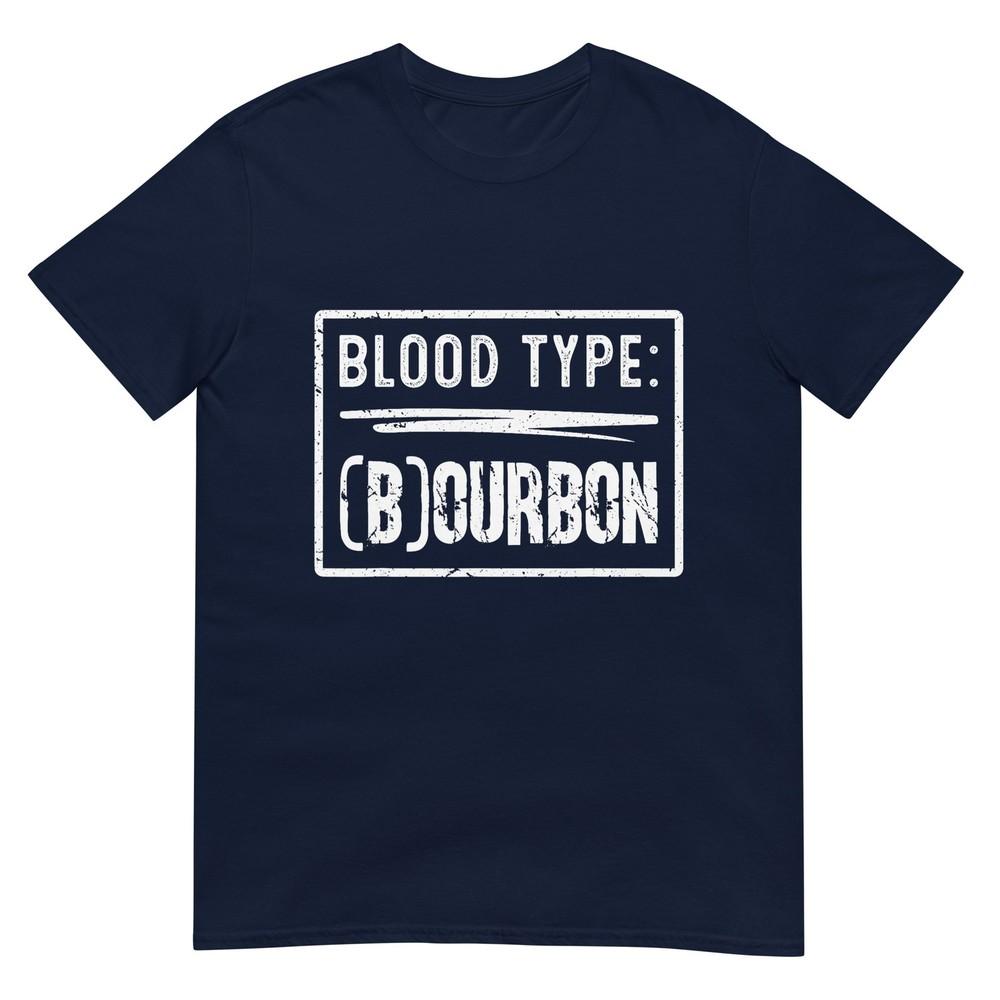 My Blood Type Is Bourbon Retro Funny Drinking Humor TShirt S