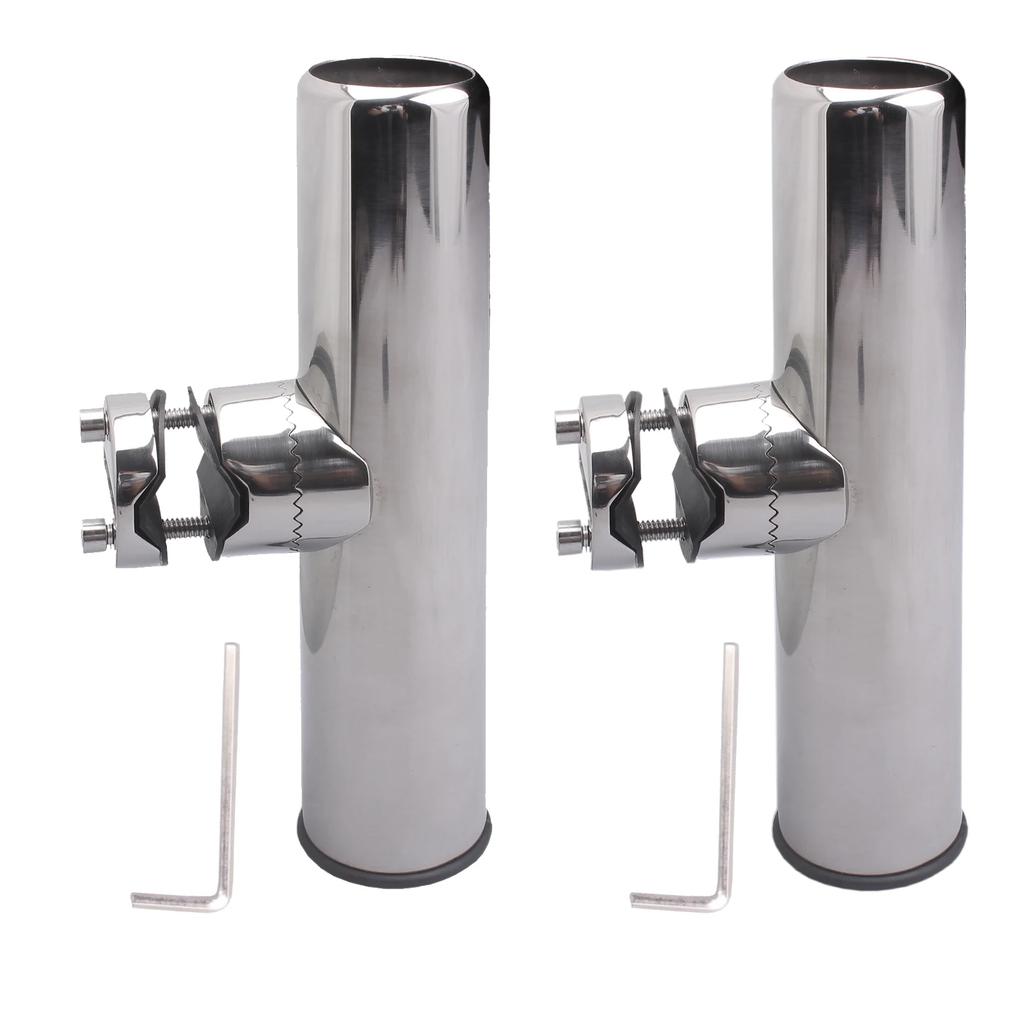2PCS High Quality Marine Accessories Boat Stainless Steel Clamp On Fishing Rod Holder Rails for 7/8'' To 1'' Tubes