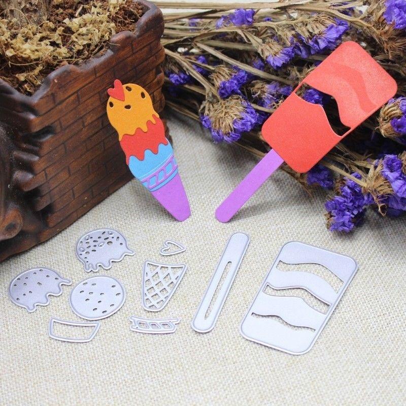 Ice Cream Cutting Dies Metal Stencil DIY Scrapbooking Album Paper Card Embossing Craft Die Cut Summer Drink Popsicle