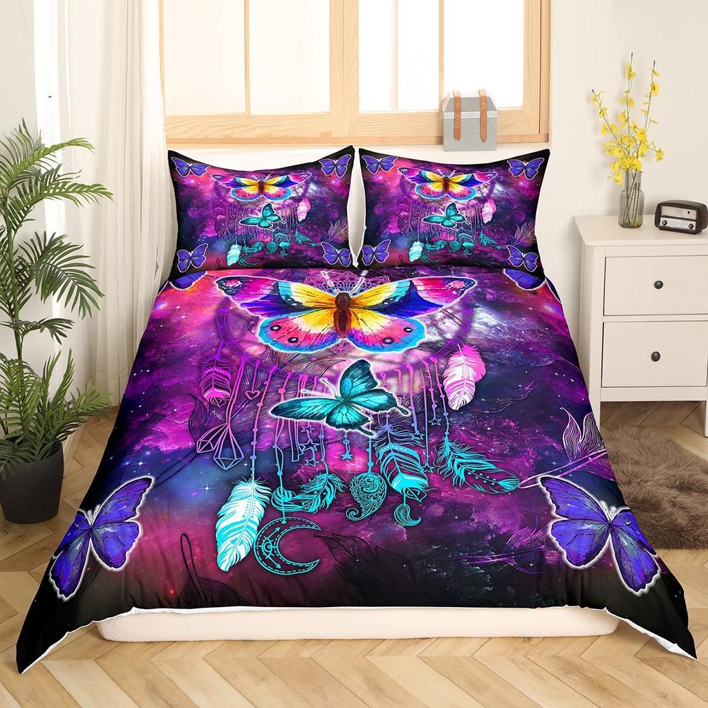 Ethnisches Boho Bettbezug-Set Full Bohemian Vintage Bettwäsche-Set Retro Floral Exotische Bettdeckenhülle Für Erwachsene Frauen Männer 3-teilig