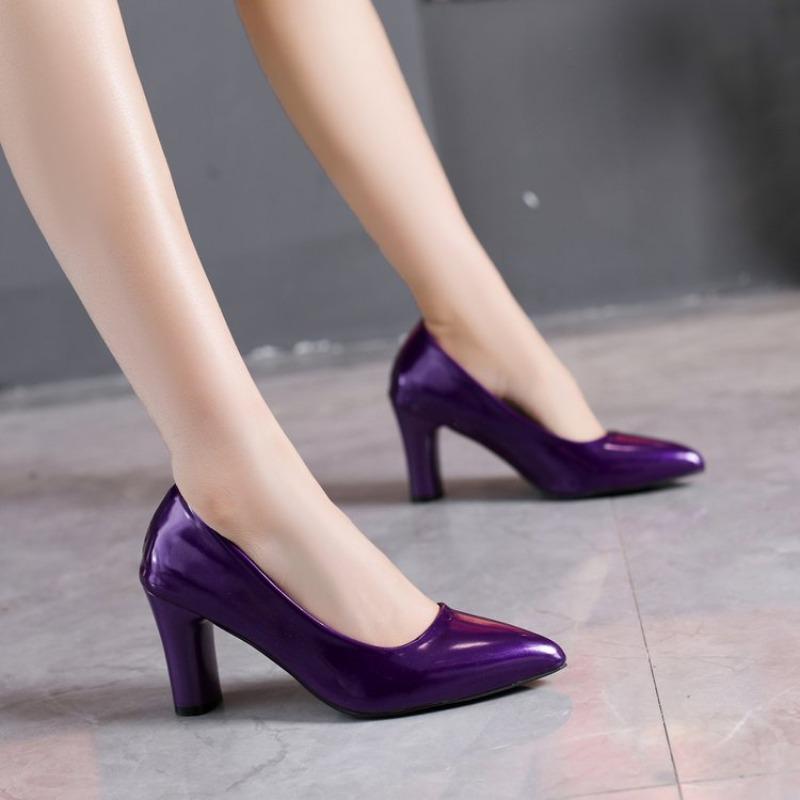 Versatile Temperament Shallow Single Shoes 2026 Spring and Summer New Pointed Toe High Heels Block Heel Women's Shoes