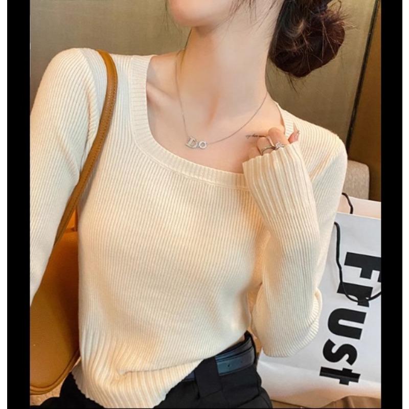 Dámský tenký pletený svetr Podzimní top se čtvercovým výstřihem Undercover Krátký Slim svetr