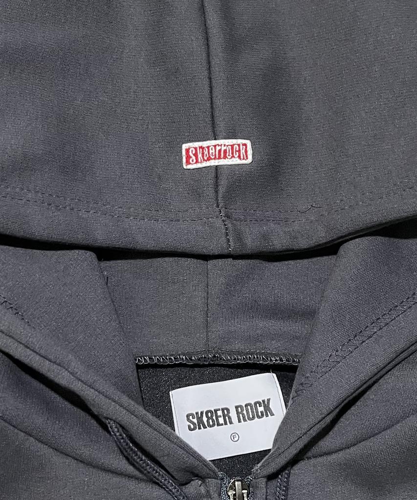 Sk8Er Rock Striking Cross Sweat Hood Zip-Up ((Dark Gray))