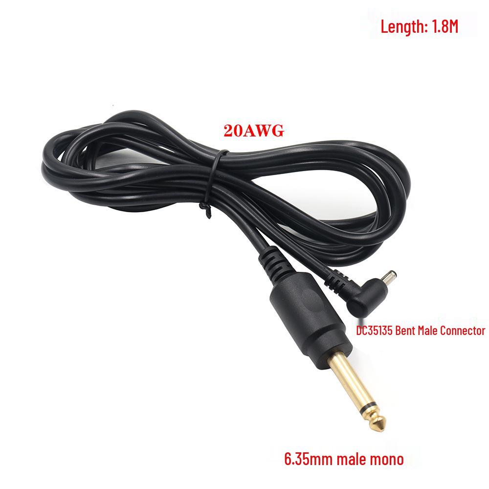 6.35mm Mono To RCA Gold Bent Tattoo Clip Power Cord