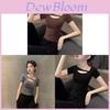 Tshirt For Women Summer Black Hollow Out Knit Top With Embroidery Oversize Style