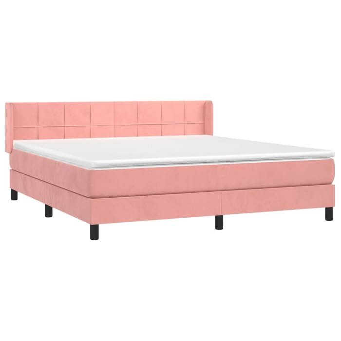 3130972 vidaXL Divan Bed with Mattress Pink 160x200 Cm Velvet