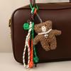 Cute Teddy Bear Plush Bag Charm With Handcrafted Knit Rope For Kids And Teens