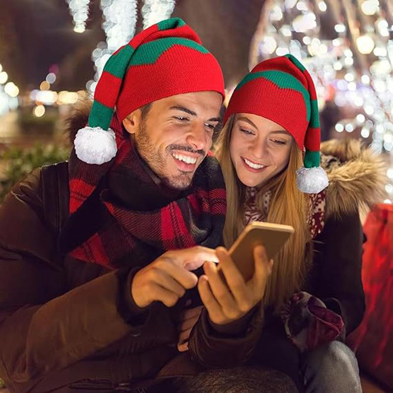 Christmas Day Hat Knitted Contrasting Splicing Striped Pullover Hat Warm Ear Protection Woolen Hat Christmas Hat