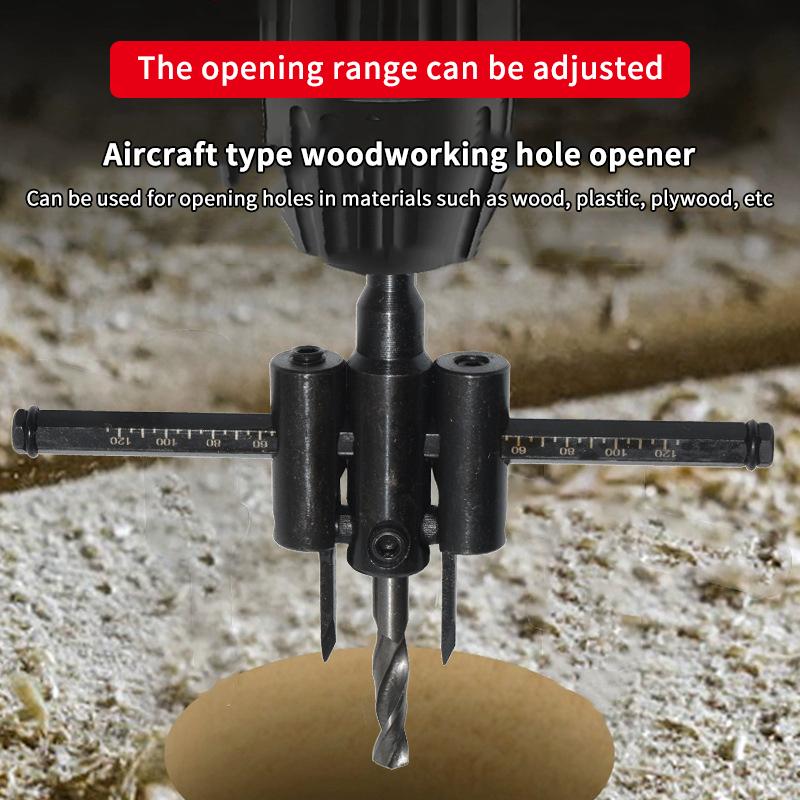 Adjustable Circle Hole Saw Cutter Drill Bit Burr Free Cutting Tool for Door Lock Hole Opening Installation Works