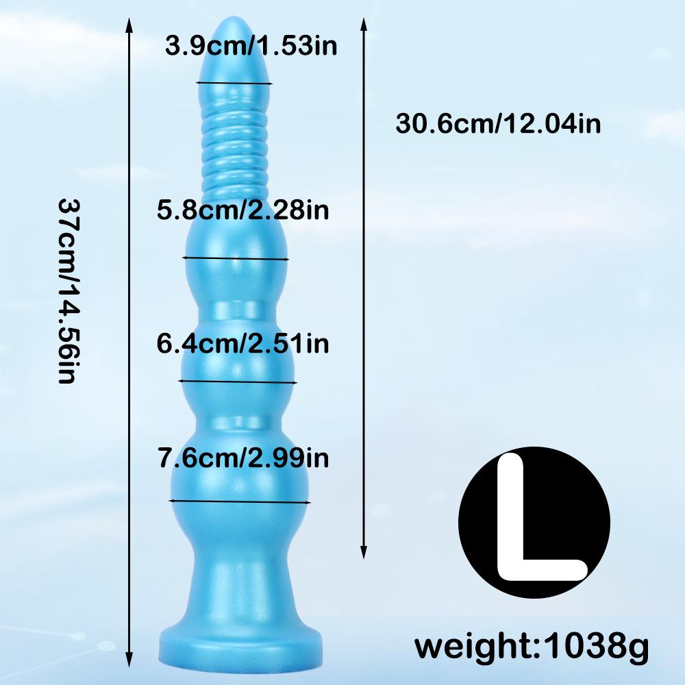 Silicone Threaded Ultra-Long Thick Anal Plug and Dilator for Women - Wearable Fake Penis Sex Toy