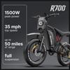 Elektrische Mountainbike voor Volwassenen 20" 1500W Accu 52V 25Ah Verwijderbaar Volledige Schokdemping 7 Versnellingen Fatbike 50KM-60KM PAS