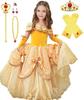 TYHTYM 8-Piece Dress Set (Outfit + Arm Covers + Tiara) for Kids, Princess Dress, Fluffy, Fairytale Character Dress, Perfect for Birthdays, Halloween,