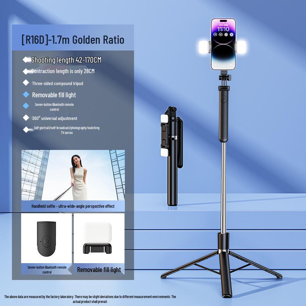 Bluetooth Selfie Stick Tripod with Beauty Fill Light & Remote Control for Live Streaming