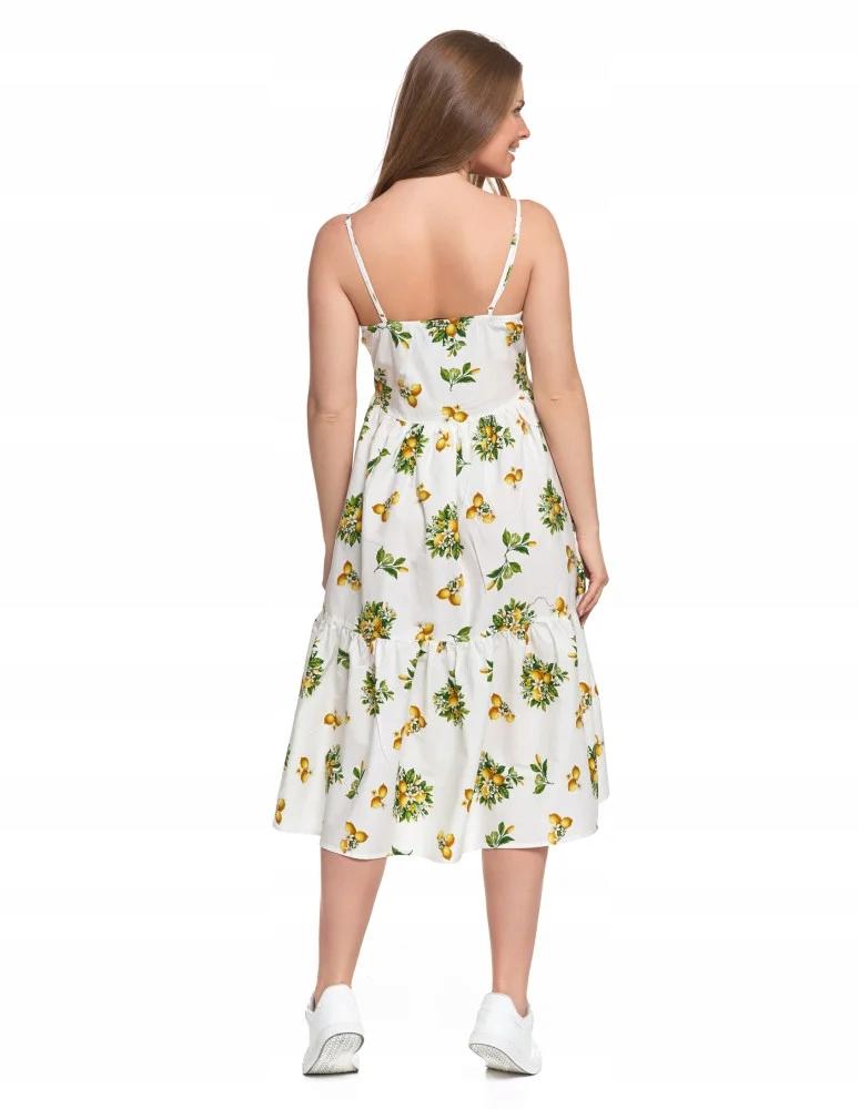 Women's Midi Dress with Straps and Ruffles Stylish Classic MORAJ XXL PATT 2