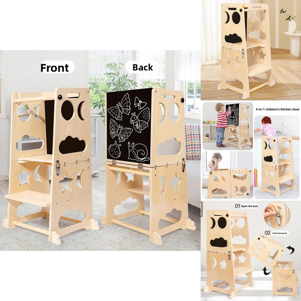 Children Foldable Kitchen Step Stool With Design For Imaginative Play And Early Learning
