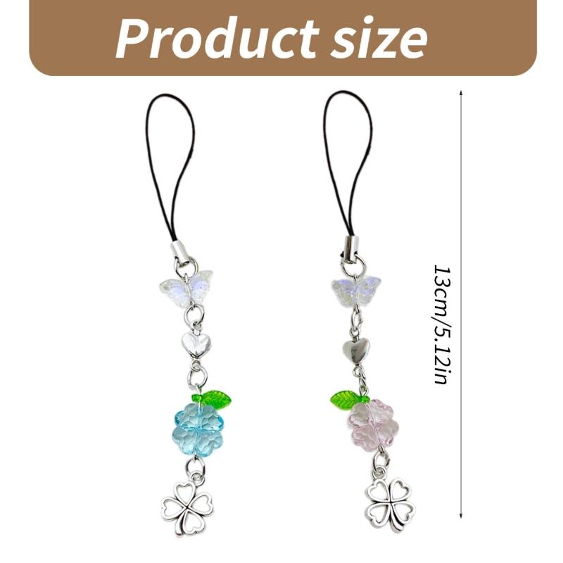 Heart Phone Lanyard Elegant Phone Charm Phone Chain Butterfly Phone Pendant Keychain Decoration Bag Pendant for Daily