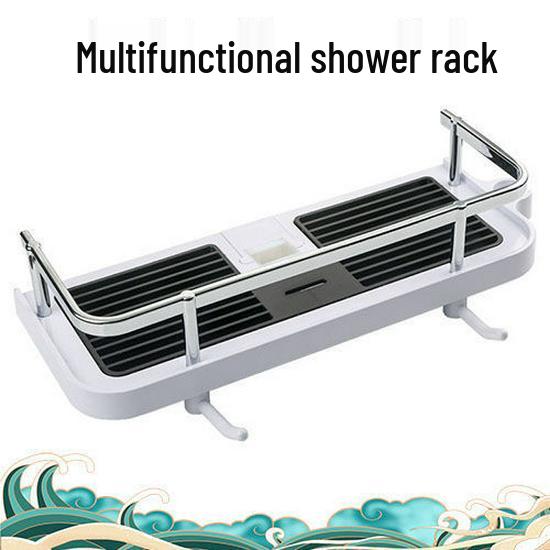 

Регулируемая полка для душа без сверления с крючками - Многофункциональная полка для хранения в ванной комнате