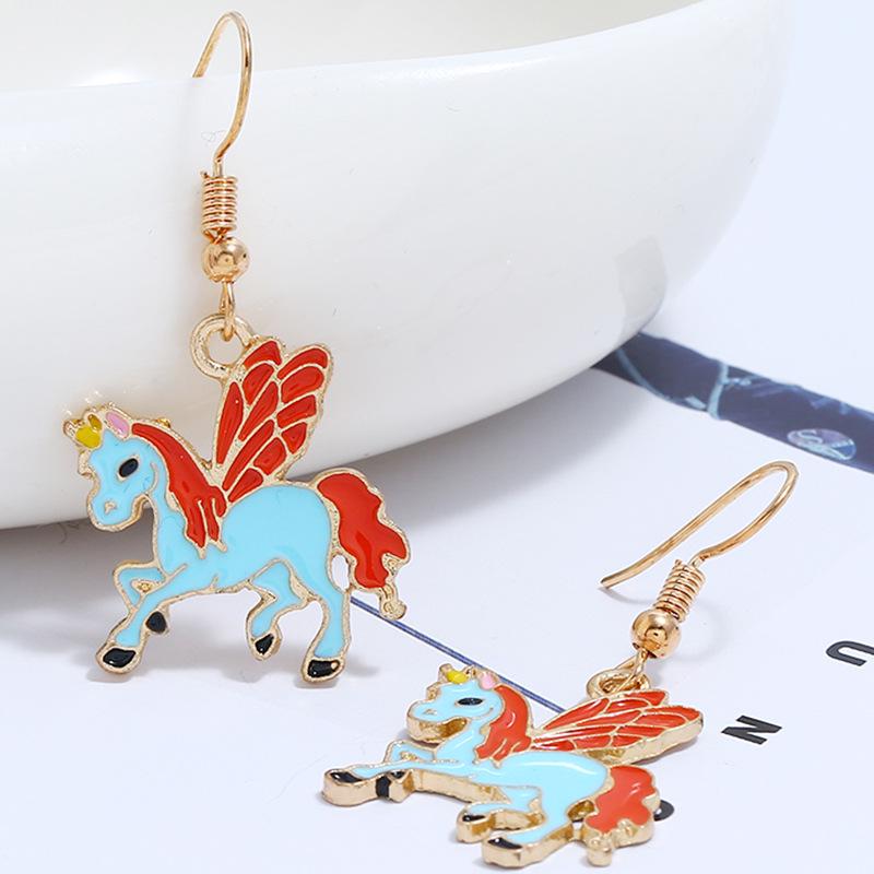 Korean Style Colorful Mermaid Earrings - Cute Drip Oil Animal Design