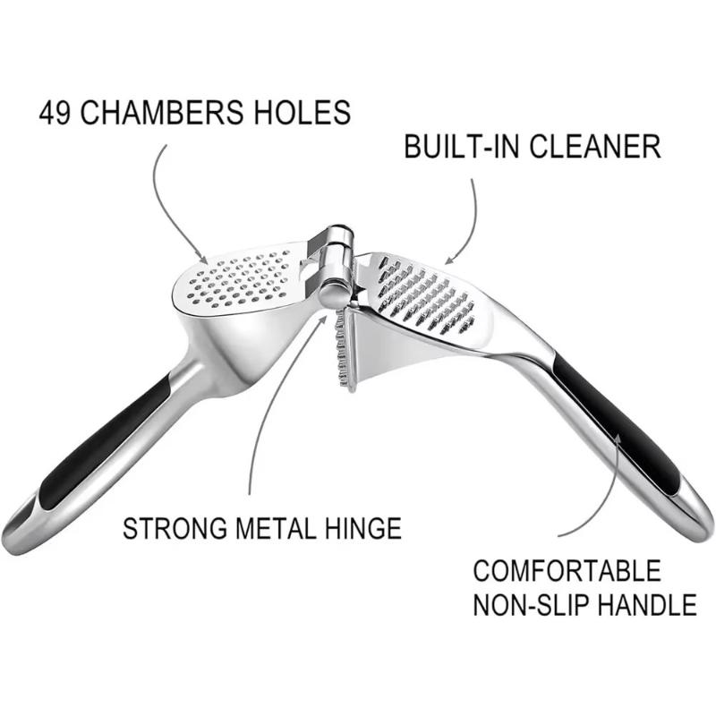 Garlic Press Easy To Squeeze And Clean With Soft Easy Squeeze Ergonomic Handle Zinc Alloy Garlic Mincer Crusher