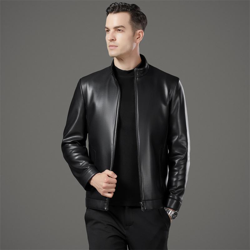 

New Men s Down Genuine Leather Jacket Autumn and Winter High-end Business Casual Temperament Windproof Leather Jacket (as the picture-6363-)-5XL