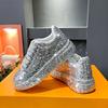 Brand Women Platform Casual Sneakers Rhinestones Thick-soled Silver Shoes for Women Shining Crystal Sneakers Trend Shoes