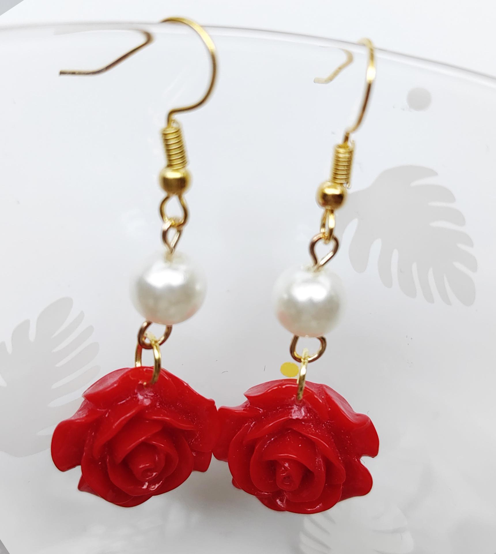 Butterfly Preserved Flower Resin Earrings - Rose European and American Style