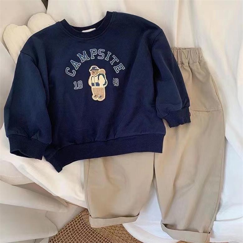 

Детский модный хлопковый пуловер с круглым вырезом в корейском стиле - Весна/Осень, с длинным рукавом для мальчиков и девочек 90cm темно-синий