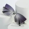 Cat'S Eye Sunglasses, Trendy Half-Frame Metal Trimmed Glasses, Personalized Diamond-Encrusted Sunglasses For Women