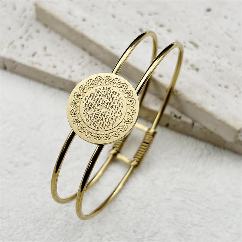 Stainless Steel Cross Prayer Bible Medal Double layer Bracelet for Men Women Gold Silver Color Christian Hand Chain Jewelry