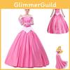 Enchanting Pink Sleeping Beauty Aurora Gown Costume For Women With Puff Sleeves