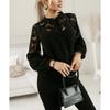 New Arrival: Women’s Plain-coloured Lace-panel Blouse