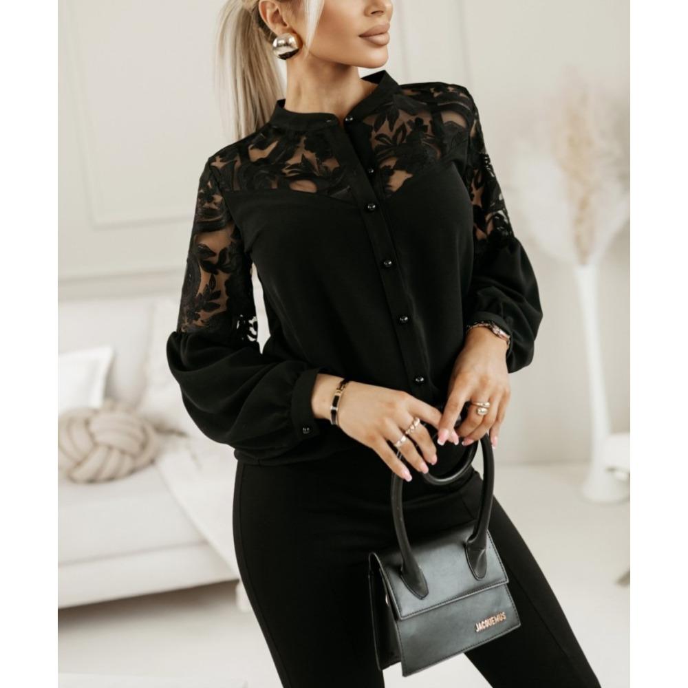 New Arrival: Women’s Plain-coloured Lace-panel Blouse