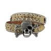 Punk Skull Buckle Belt for Adult Teens Rhinestones Rivet Studded Belt Halloween Party Music Festival Belt Eye Catching