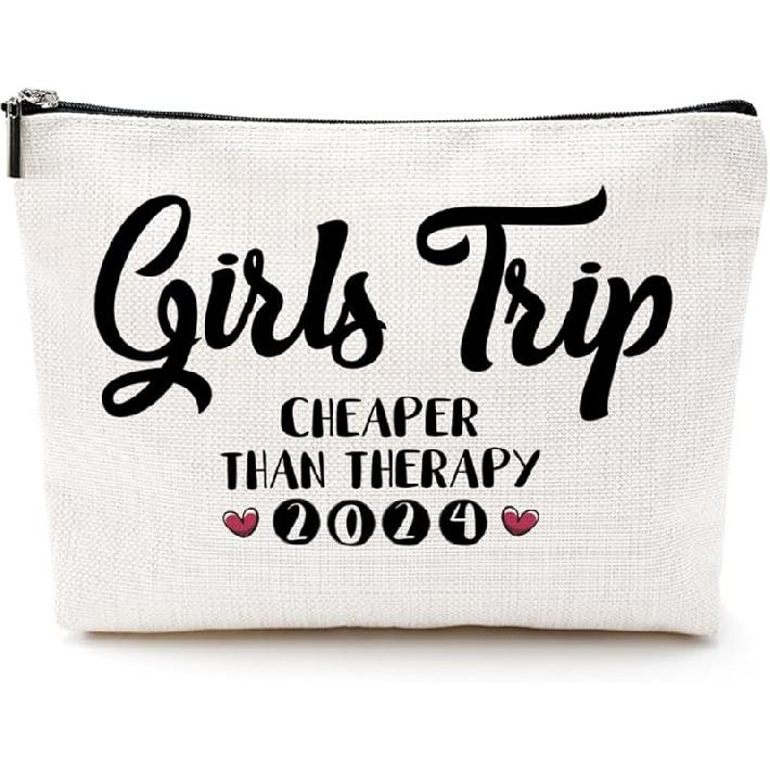 3Pcs Girls Trip Gifts Girls Weekend 2025 Makeup Bag Sisters Trip Gifts Favors Summer Gifts Cosmetic Bag Toiletry Bag Zipper Pouch Weekender Bags for