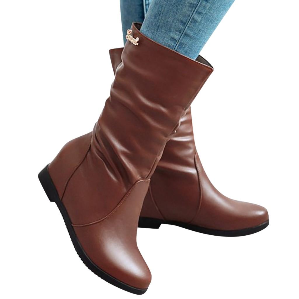 Women Fashion Increase Within Boot Student Rhinestone Hollow Large Size Boots