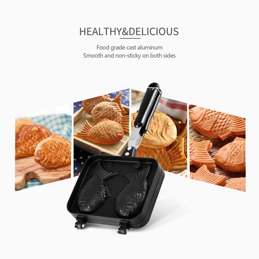 Taiyaki FishShaped Waffle Cake Maker Pan NonStick Double Pan Mold for Kitchen Use