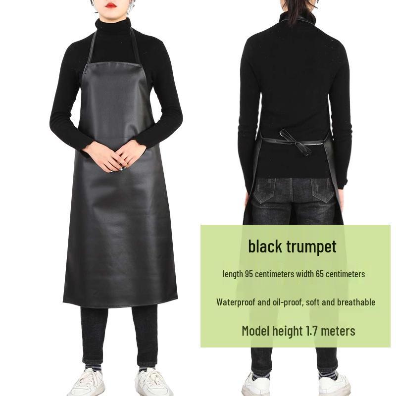 Men's Waterproof & Oil-Proof Leather Apron - Durable, Wear-Resistant, Long-Style for Cooking & Household Tasks